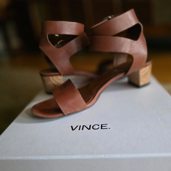 Vince | Women's Brown Leather Buckle Sandals 8.5 - Picture 2 of 8